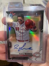 2021 BOWMAN CHROME DRAFT RUBEN IBARRA 1ST PROSPECT BLACK REFRACTOR AUTO 07/75