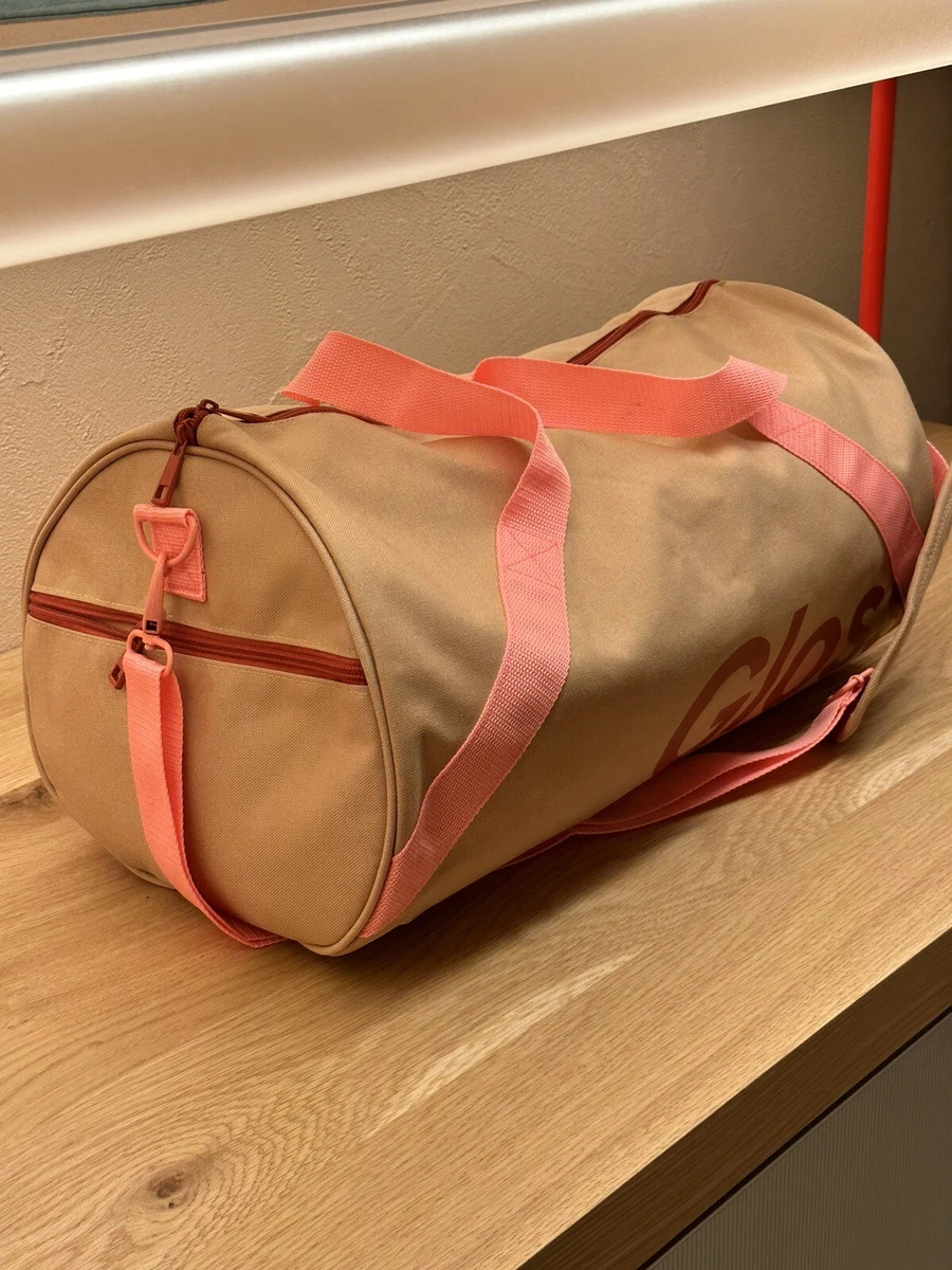 Glossier x Desert Rose Logo Satchel Duffel Gym Bag - Beige Pink