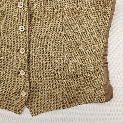 Ralph Lauren Waistcoat Women 10 Linen Silk Tweed Suit Vest Beige Button Up - Picture 4 of 11
