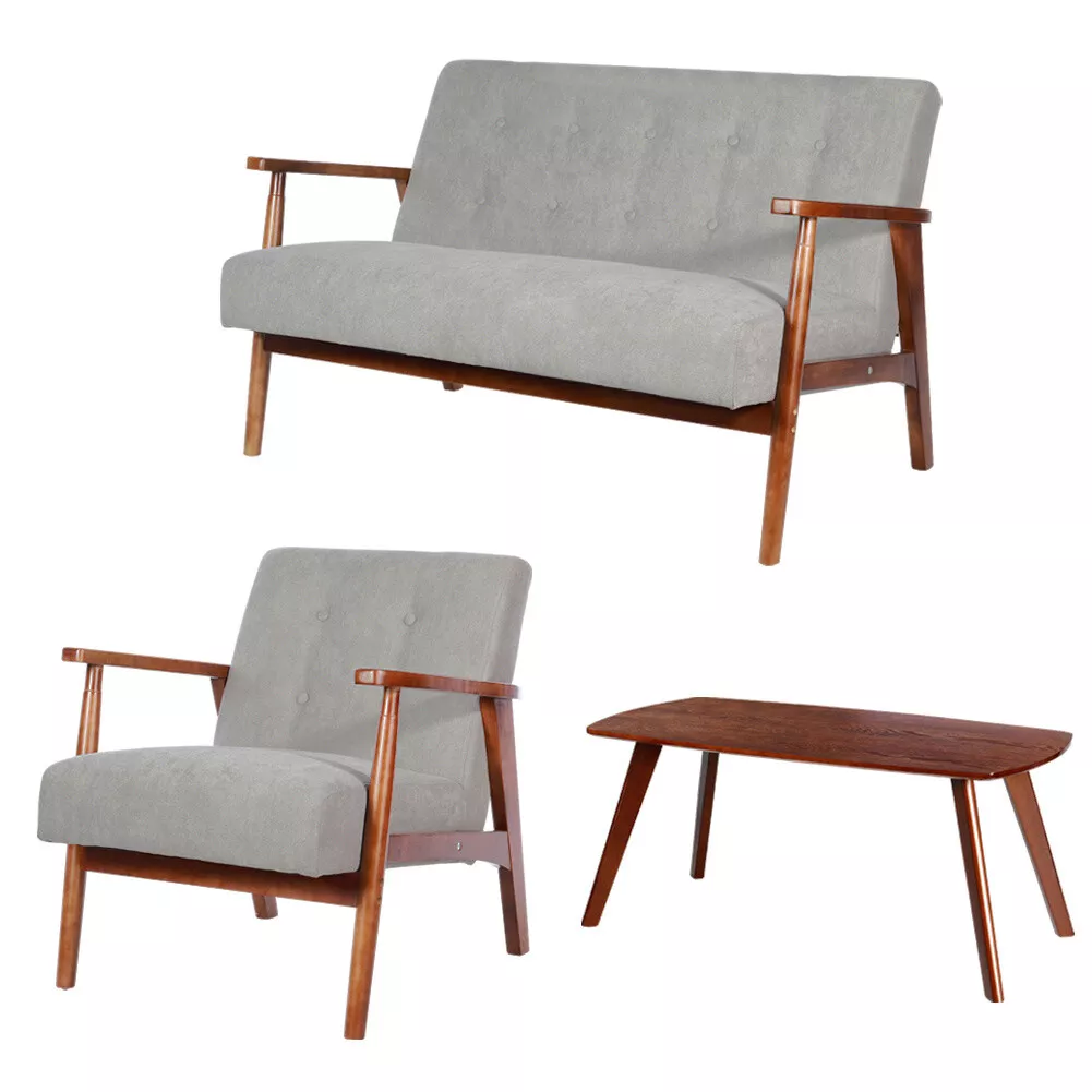 Solid Wooden Sofa Chair Modern Minimalist Small Apartment Furniture Combination