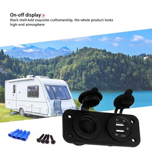 12V 24V Motorhome Camper Van Caravan Dual USB Socket Cigarette Charger Lighter - Picture 12 of 12