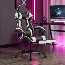 Gaming Chair with Footrest Ergonomic Computer Chair w/ Headrest & Lumbar Support