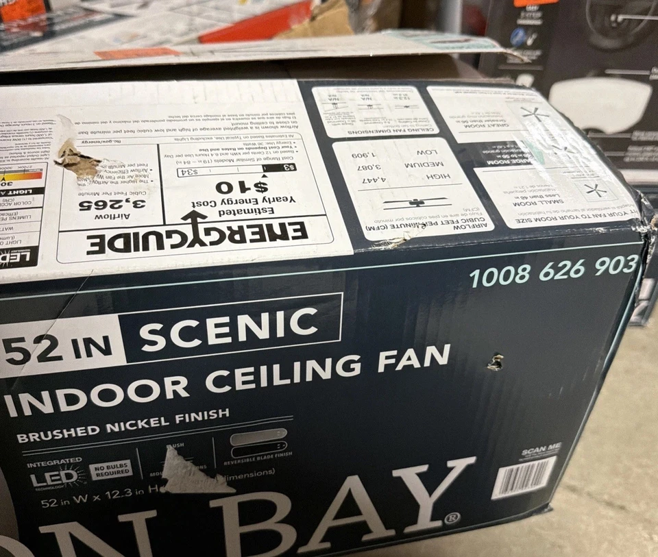 Hampton Bay Scenic 52 in Integrated LED Indoor Brushed Nickel Hugger Ceiling Fan - Image 2 of 3