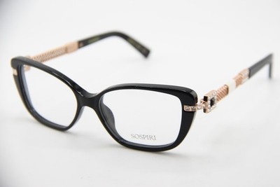 NEW SOSPIRI CAROLINA COL. 2 BLACK GOLD CRYSTALS AUTHENTIC EYEGLASSES 51-16