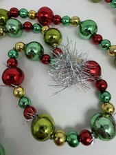 Raz Imports Christmas Tinsel Beaded Glass Christmas Garland Vintage Style 6 Ft