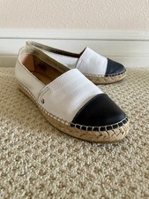 Sam Edelman Krissy Espadrilles White/Black Leather Women  s Shoes Size 6