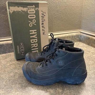 Keen Dark Grey Laced Hiking Shoes Womens Size 9 GUC Leather 5357-BLCK