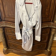 $128 Guess Women's Blue Eco Adair Tie Belt Wrap Dress Size M