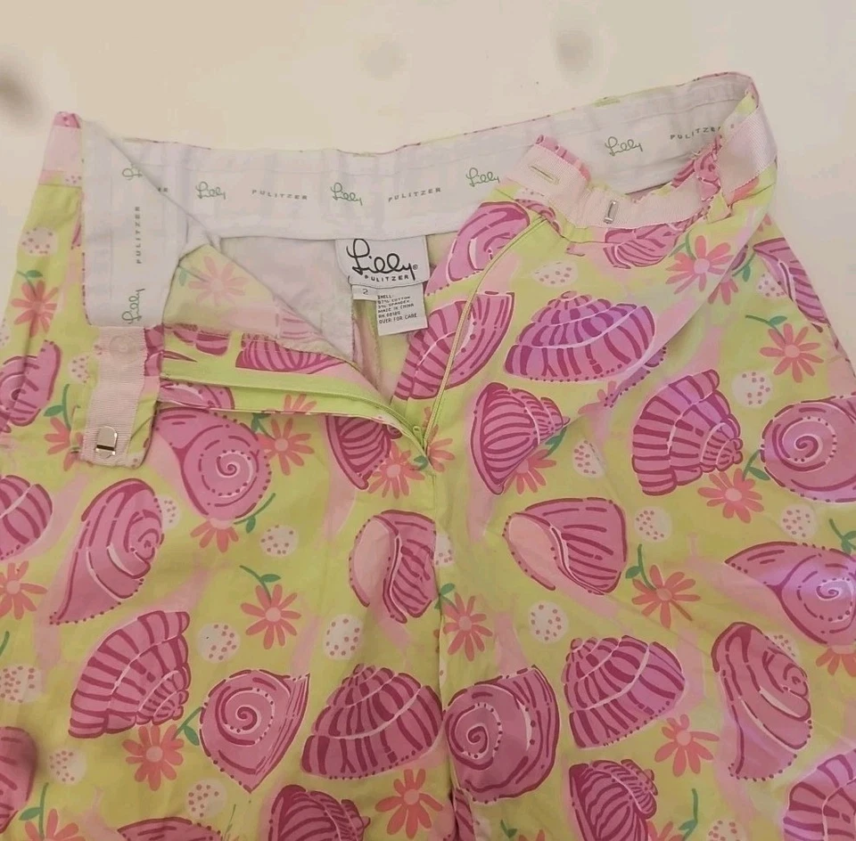 Pantalones Cortos Lilly Pulitzer Para Mujer Talla 2 Muy Bonitos Ajuste Resort Rosa Amarillo Conchas Marinas  Foto 2 de 4