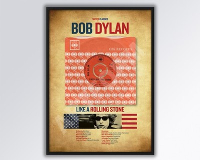 BOB DYLAN wall art. Like a Rolling Stone single. A3 print