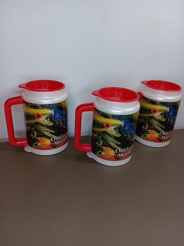 Vintage Bass Pro Shops Outdoor World Travel Mug Whirley Coffee Cup Lot Of 3 - Picture 3 of 15