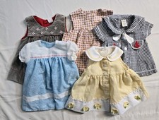 Vintage Girls Dress 12 Months Blue White Sailor Lot Of 5