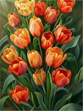 Tile Mural Tulip Bouquet Spring Flowers Decor Kitchen Bathroom Wall Backsplash