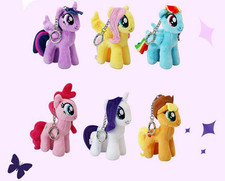 My Little Pony 6-Types 12cm Keyring Soft Fluffy Stuffed Doll Bag Charm Keychains
