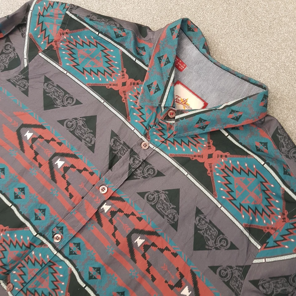 Joe Browns мужская рубашка 2XL XXL фиолетовый синий ацтекский вестерн навахо абстрактный - Изображение 2 из 4