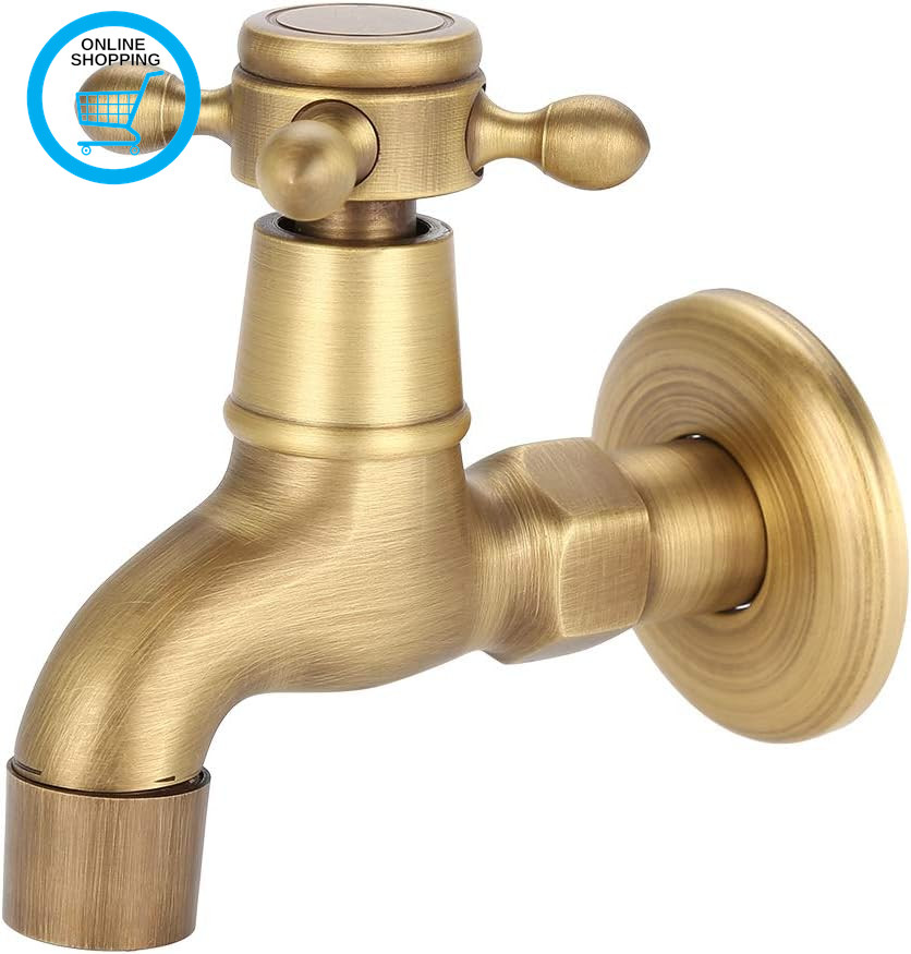 G1/2 Wall Mounted Vintage Solid Brass Faucet Water Tap for Kitchen Sink Mop Pool