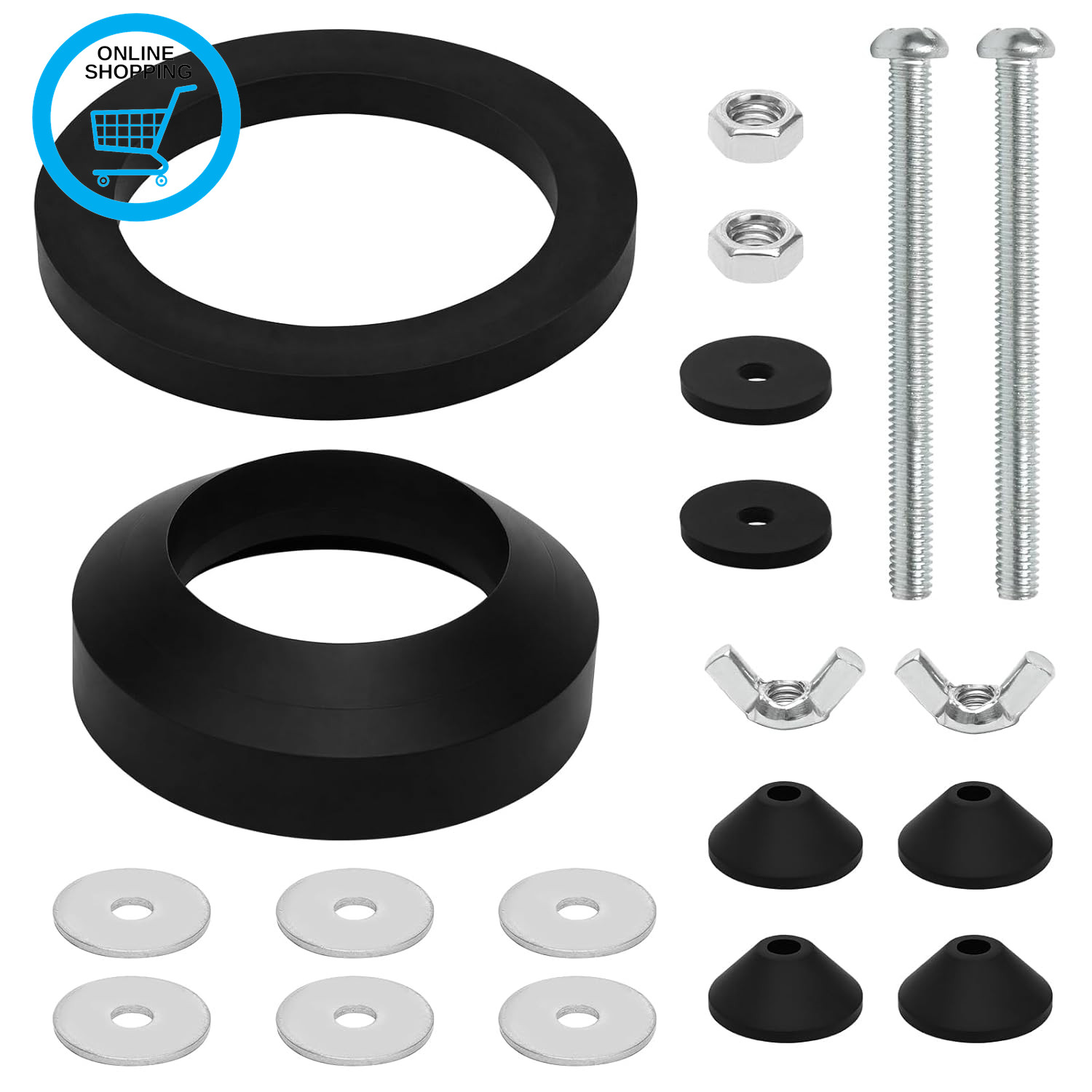 Toilet Cistern Bolts and Seal M6 Kit, Toilets Tank Bolts Replacement with Rubber