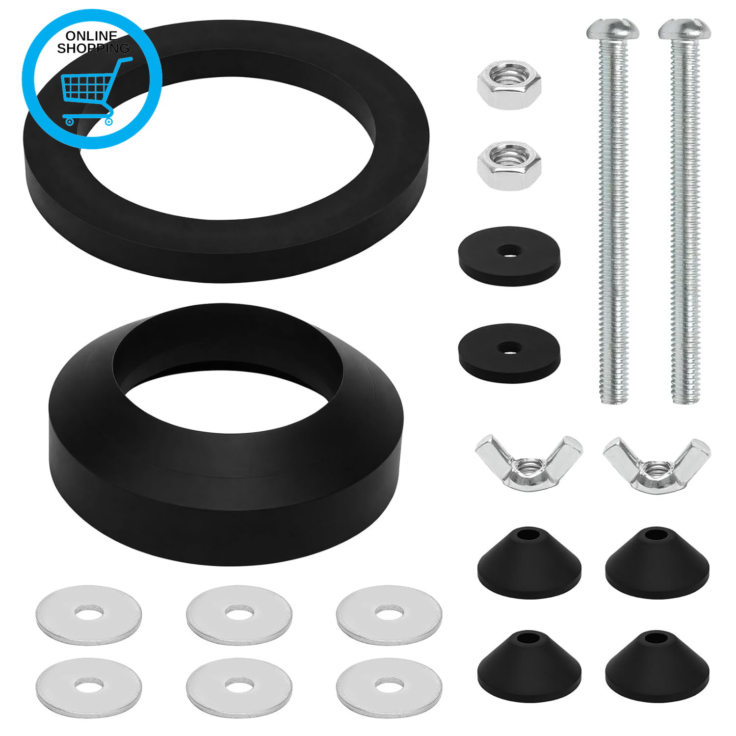 Toilet Cistern Bolts and Seal M6 Kit, Toilets Tank Bolts Replacement with Rubber