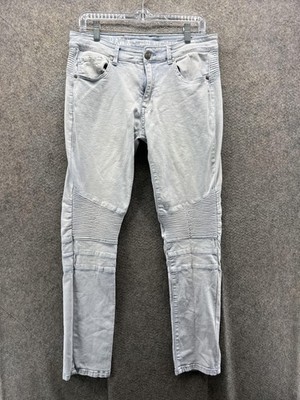 RAW X Jeans Mens 32x32 Gray Skinny Moto Biker Stretch Denim Light Wash Pants