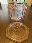 Pink Depression Glass Cookie Jar/ Biscuit Jar Anchor Hocking Mayfair Open Rose