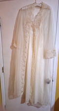 Off White Nightgown And Robe Set Peignoir Sears Size Medium-Large Nylon USA