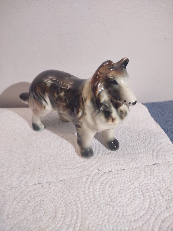 Collie Dog Ceramic Figurine Lassie Glazed Finish Standing 6" X 4"