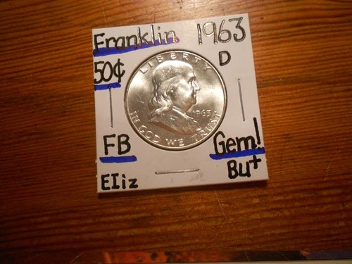 1963D silver Franklin Half Dollar Gem BU+ SPLENDID!!!! FBL!!!! LOOOOOOOOK!!!!!!!