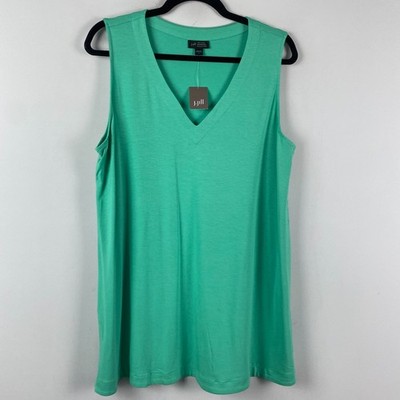 J Jill Wearever Collection Tunic Tank Top Size Large Mint Green V Neck Stretch