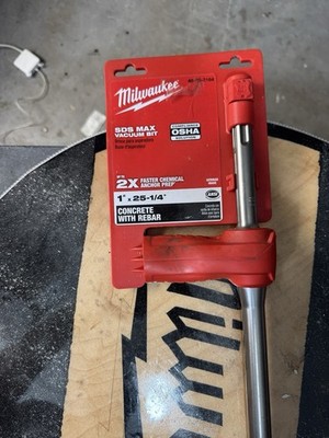 Milwaukee SDS MAX VACUUM BIT 2X FASTER CHEMICAL ANCHOR PREP'' 718'' x 23-1/2''