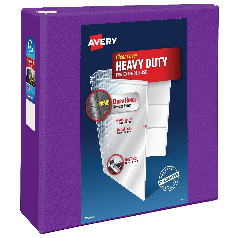 Heavy Duty View Binder 4 Inch Capacity Purple 3 Ring Binder