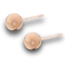 High Polish Rose Gold Plated Round Classic 5mm Ball Stud Plain Stud Earrings