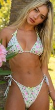 ZAFUL Women's Triangle Bikini Floral Bikini Set Two Piece Swimsuit Sz M