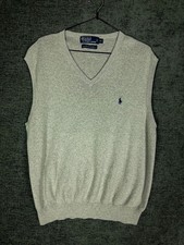 Polo Ralph Lauren Mens Sweater Vest XL Gray Pima Cotton V Neck Pony Golf