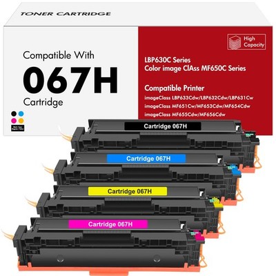 4 Pack High Yield 067H Toner Cartridge Set for Canon 067 Color ImageCLASS MF650C
