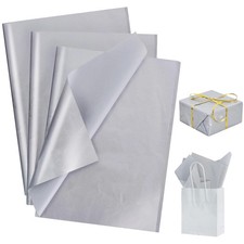 BEISHIDA 100 Sheets Silver Metallic Tissue Paper Bulk for Gift Wrapping Crafts
