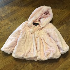 Rothschild Girl Pink Faux Fur Coat Size 4T with Hood