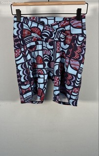 Keha Women's Geometric Abstract Print High Rise V Waistband Biker Shorts Sz S