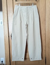 Polo Women 8 Retro Khaki Pleated High Waist Chino Ralph Lauren Button Tab Pants