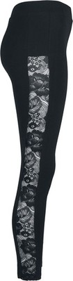 Urban Classics Leggings Damen Ladies Lace Striped Leggings schwarz