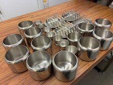 JOB LOT STAINLESS STEEL TOAST RACK, EGG CUPS,SUGAR BASINS X 23 FOR CATERING