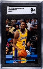 Kobe Bryant 1996-97 Topps Stadium Club R12 Rookie Card LA Lakers SGC 9 MT. rookie card picture