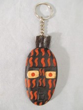 Seven 7 Vintage African hand-made wooden mask Keychains 2    x1    Lot