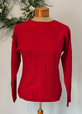 Ellen Tracy Womens 100% Pure Wool Long Sleeve Red Shirt, Size Petite M