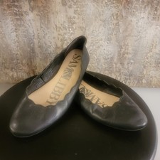 Sam & Libby Women's Black Scalloped Ballet Flats Slip-On Solid Round Toe US 9