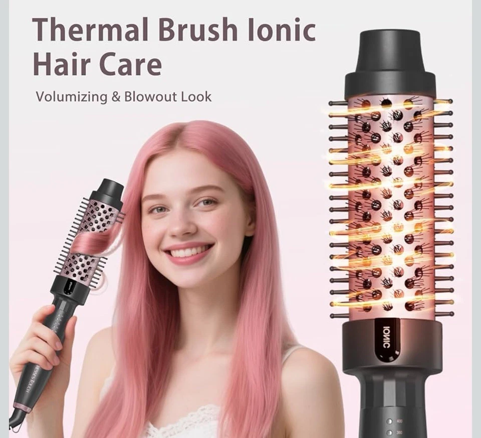 Hair Hot Thermal Brush Comb 38mm For Easy Natural Curls Straighten Root Volume - Image 2 of 4
