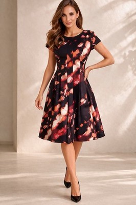 green emerald velvet dress Pleated Woven Fit & Flare Dress main image 0