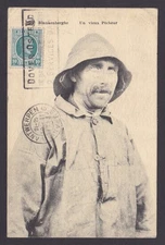 Vintage postcard, National costume, Belgium, Blankenberge, Old Fisherman