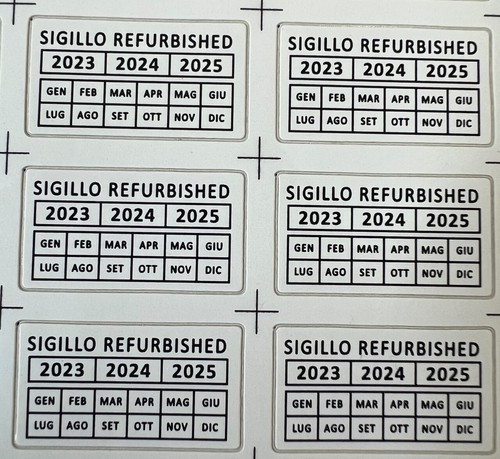 42 AUFKLEBER LABEL EINBRUCHSCHUTZ ENTFERNUNGSFEST REFURBISHED MIT DATUM UND JAHR - Bild 1 von 2