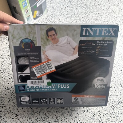 Intex Dura-Beam Plus 16.5'' Pillow Rest Raised Airbed with Internal Pump - Black,