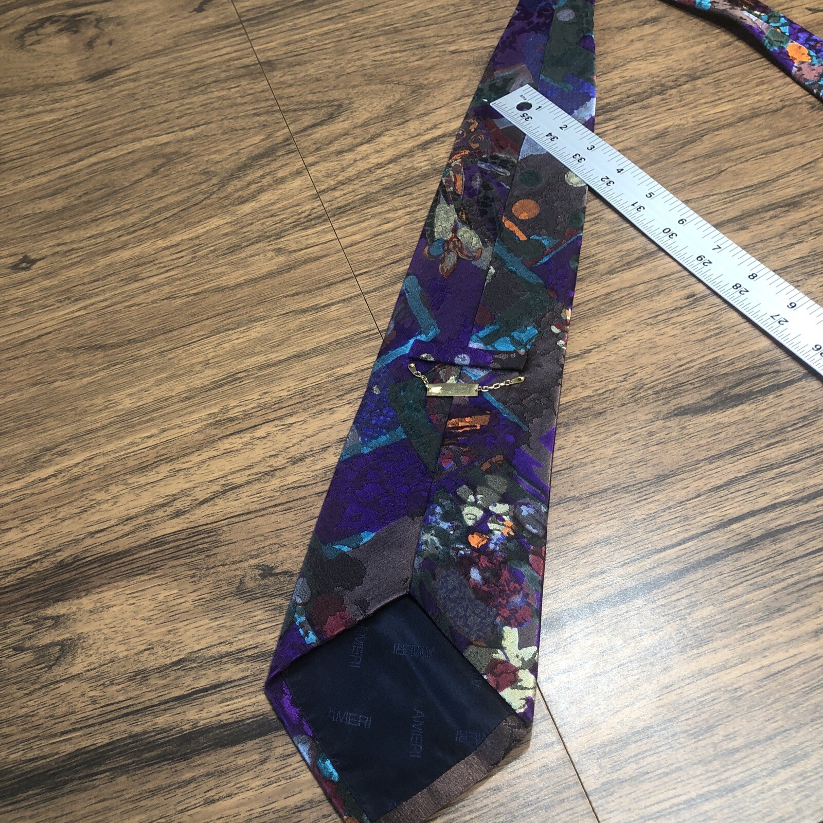 AMERI Necktie Wool Silk Blend Colorful Abstract P… - image 8